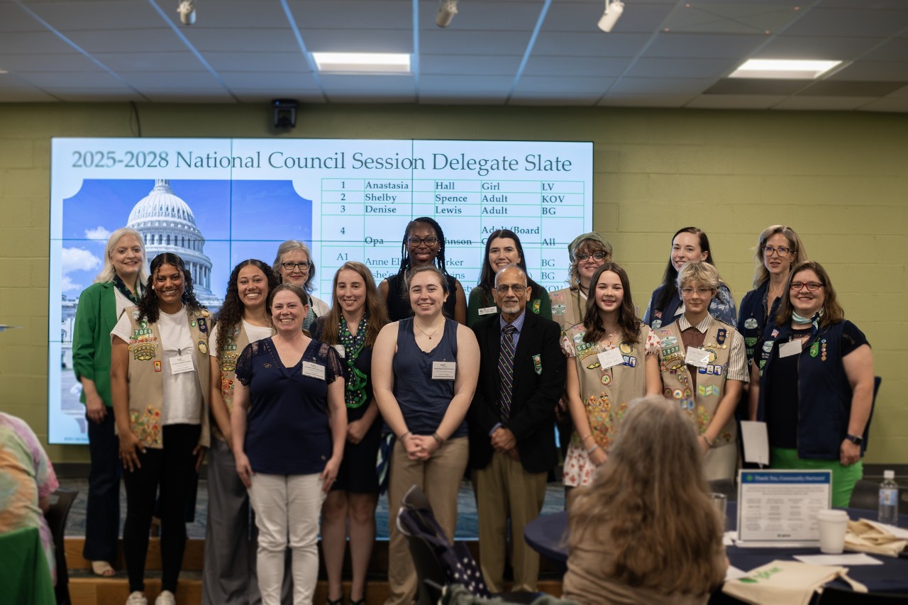 Susan Douglas, CEO, with GSKWR National Delegates